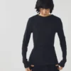 Aster T-shirt met hoge hals van wol en lyocell