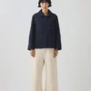 Biologisch indigo denim jas met wijde mouwen