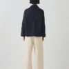 Biologisch indigo denim jas met wijde mouwen