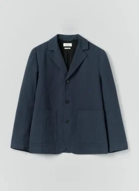 Blazer van katoen en linnen met doorlopende stiksels