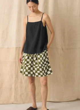 Tanktop met vierkante hals, geverfd in linnen