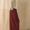 Broek met wijde pijpen van gekreukt katoenen gaas