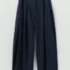 Carys katoen-linnen canvas broek met wijde pijpen