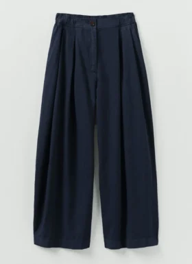 Carys katoen-linnen canvas broek met wijde pijpen