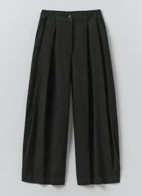 Carys katoen-linnen canvas broek met wijde pijpen