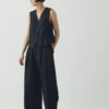 Carys katoen-linnen canvas broek met wijde pijpen