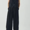 Carys katoen-linnen canvas broek met wijde pijpen