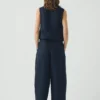 Carys katoen-linnen canvas broek met wijde pijpen