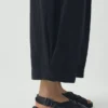 Carys katoen-linnen canvas broek met wijde pijpen