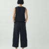 Carys katoen-linnen canvas broek met wijde pijpen