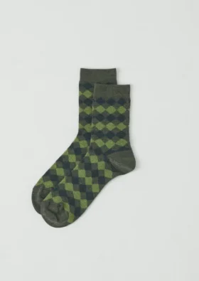 Diamantjacquard wollen sokken