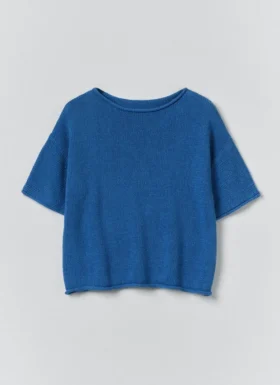 Gebreid T-shirt van katoen en linnen