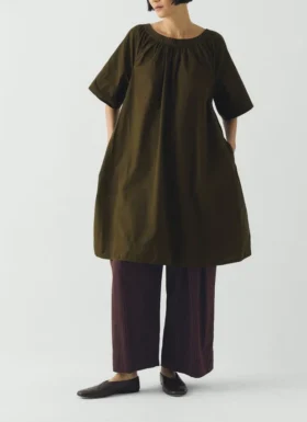 Gerimpelde katoenen twill jurk