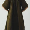 Gerimpelde katoenen twill jurk