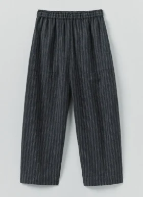 Gestreepte linnen-katoenen broek met wijde pijpen