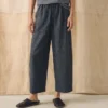 Gestreepte linnen-katoenen broek met wijde pijpen