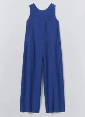 Geverfde linnen jumpsuit met ronde rug