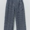 Hickory gestreepte denim broek met wijde pijpen