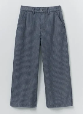 Hickory gestreepte denim broek met wijde pijpen