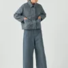 Hickory gestreepte denim broek met wijde pijpen