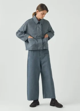 Hickory gestreepte denim broek met wijde pijpen