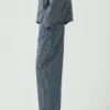 Hickory gestreepte denim broek met wijde pijpen