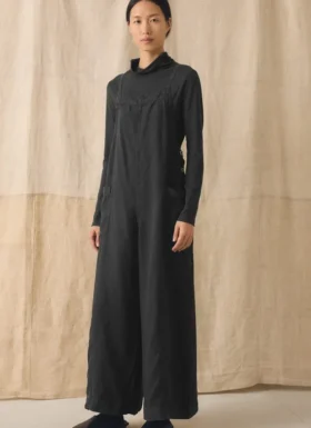 In de massa geverfde linnen Jumpsuit met zakken