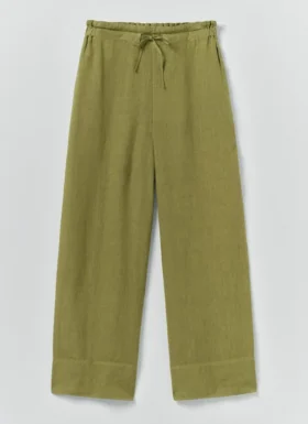 In het geheel geverfde linnen broek met wijde pijpen