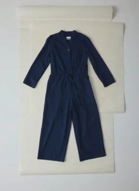 Indigo katoenen twill jumpsuit