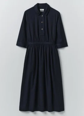Indigo katoenen twill overhemdjurk