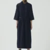 Indigo katoenen twill overhemdjurk