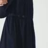 Indigo katoenen twill overhemdjurk