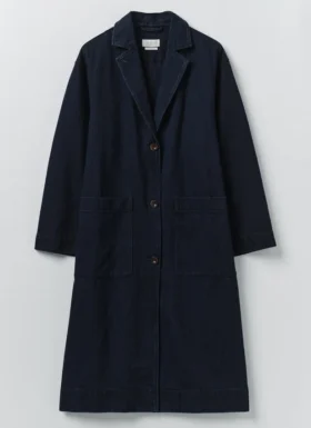 Japanse denimmantel met verlaagde schouders