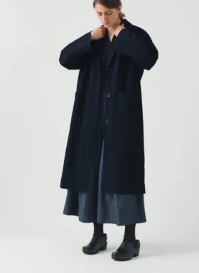 Japanse denimmantel met verlaagde schouders