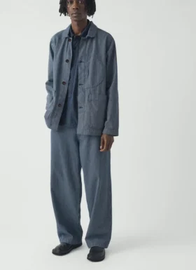 Jude gestreepte denim broek met wijde pijpen
