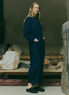 Jumpsuit van katoenen twill met halve knoopsluiting
