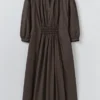 Katoen jurk met contrasterende smock