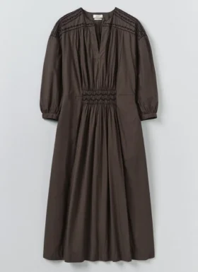 Katoen jurk met contrasterende smock