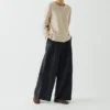 Katoen-linnen twill broek met wijde pijpen
