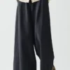 Katoen-linnen twill broek met wijde pijpen