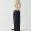 Katoen-linnen twill broek met wijde pijpen