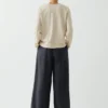 Katoen-linnen twill broek met wijde pijpen