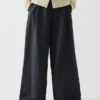 Katoen-linnen twill broek met wijde pijpen