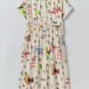 Katoenen jurk met tafelkleedprint