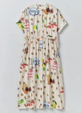 Katoenen jurk met tafelkleedprint
