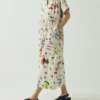 Katoenen jurk met tafelkleedprint