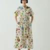 Katoenen jurk met tafelkleedprint