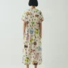Katoenen jurk met tafelkleedprint
