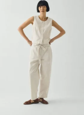 Katoenen twill broek met riem