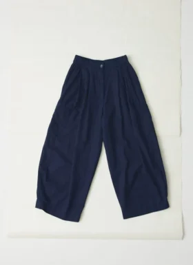 Katoenen twill broek met wijde pijpen